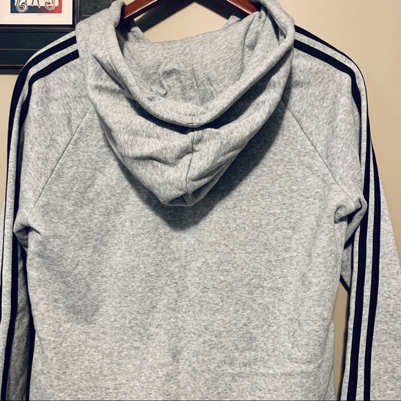 Adidas - Grey hoodie with black stripes & pockets - Picture 3 of 4